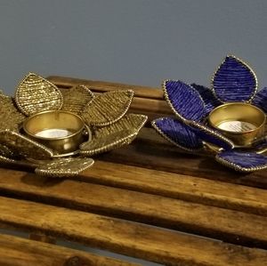 Set of 2 Lotus Flower tea light holders